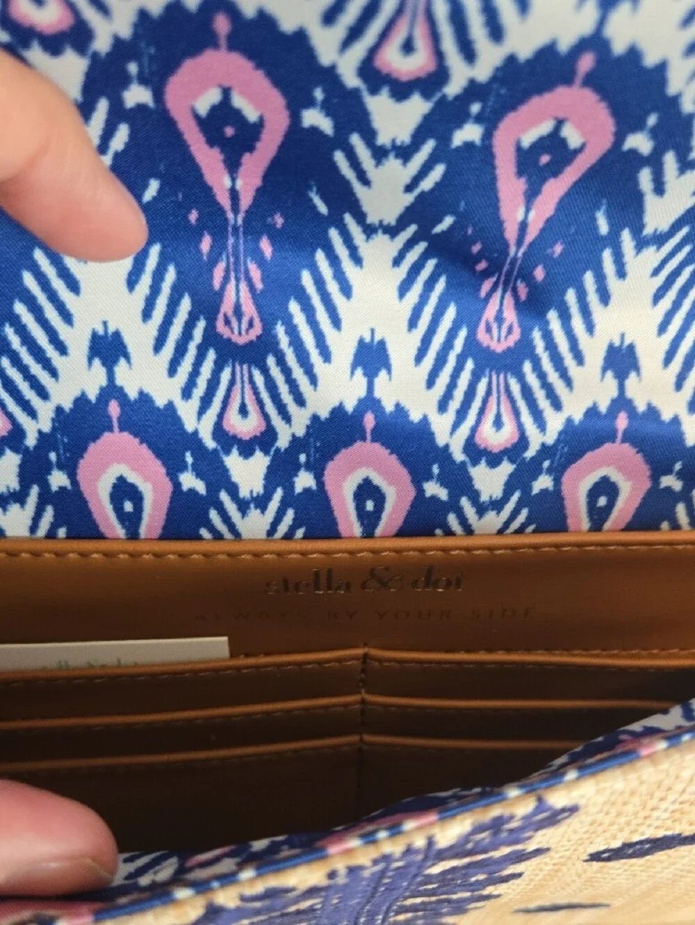 Stella & Dot Indigo Embroidered City Slim Clutch